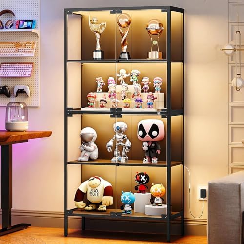 Glass Cabinet Display - 65인치 유리 진열장(3색 LED 조명 포함),