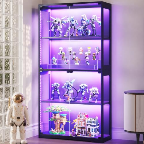 Glass Cabinet Display - 유리문과 RGB LED 조명이 있는 진열장,