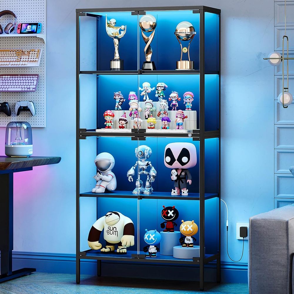 Glass Cabinet Display - 65개 LED 조명이 있는 유리 진열장