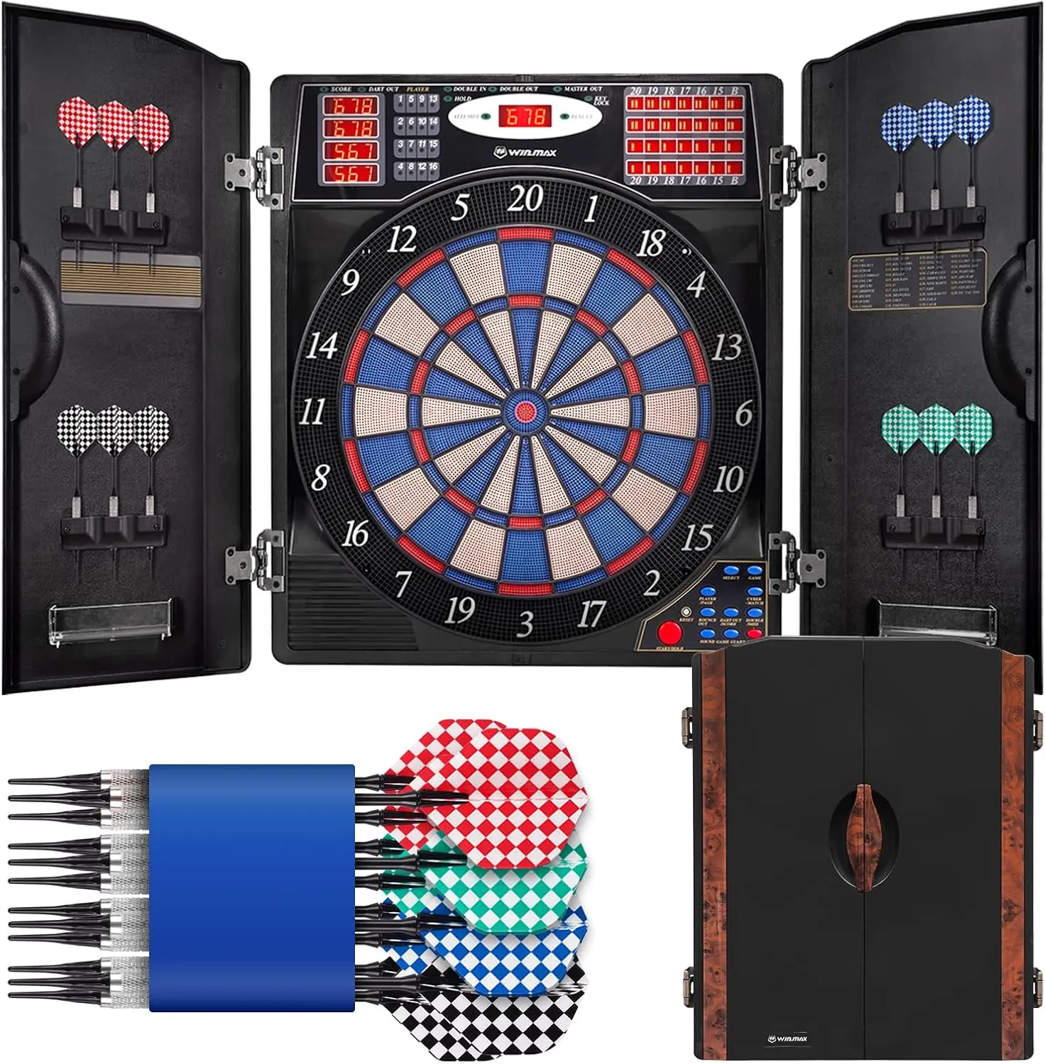 성인용 전자 다트보드 캐비닛 세트, 블랙 |   LED - Electronic Dartboard Cabinet 리뷰 및 가격