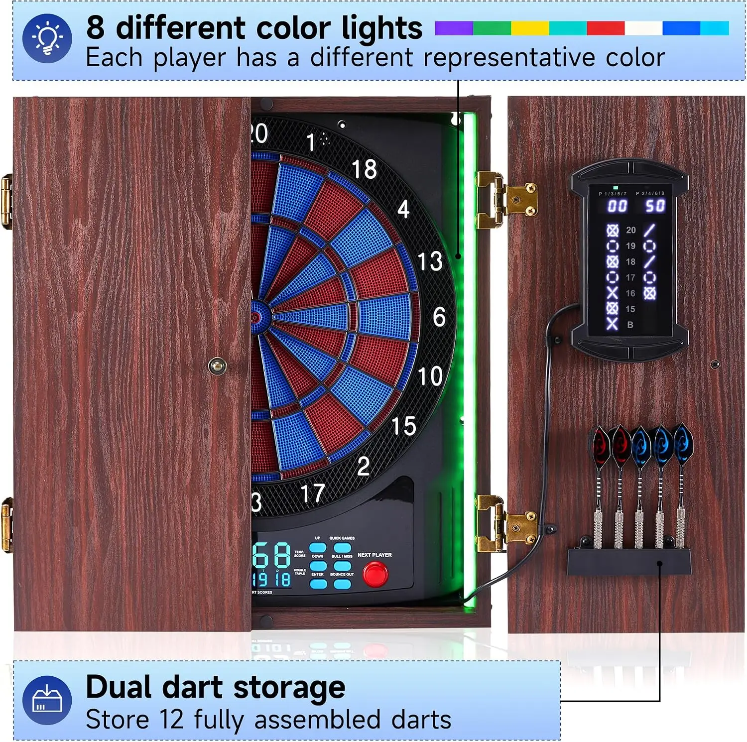 전자 다트보드 캐비닛, 소프트 팁 다트보드, 대형 크리 - Electronic Dartboard Cabinet 리뷰 및 가격