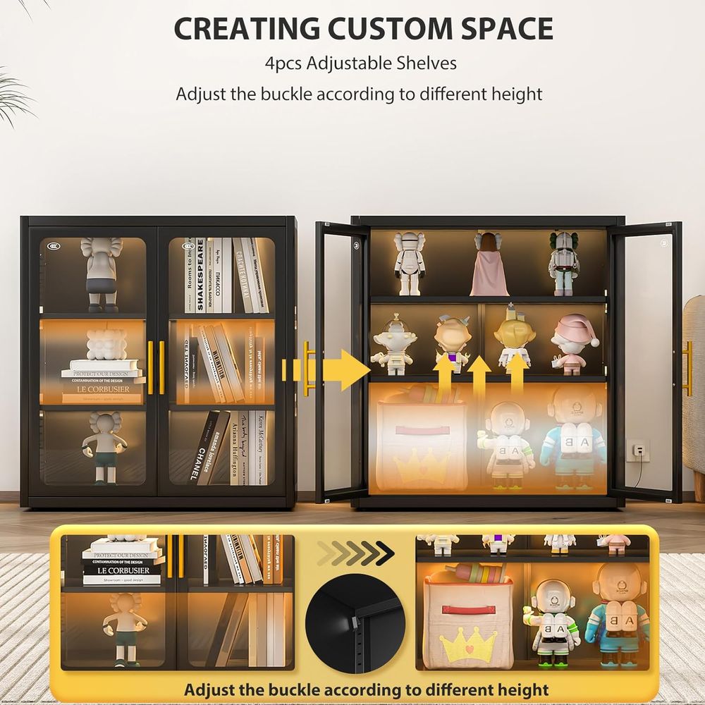 34인치 높이 유리 도어 진열장 (조절 가능한 선반 및 - Glass Cabinet Display 리뷰 및 가격