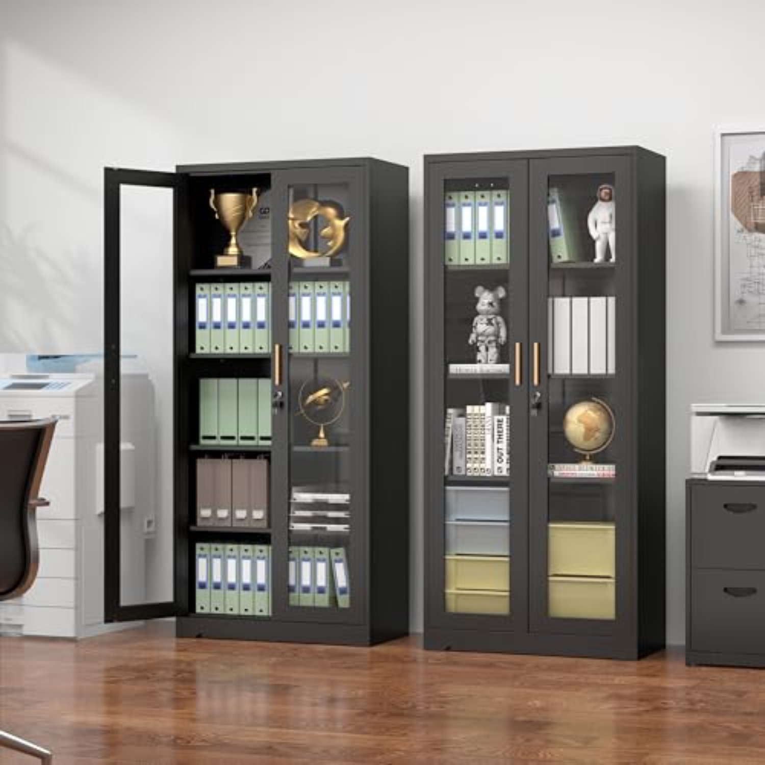 71인치 블랙 메탈 유리 진열장 (보안 잠금 장치 포함 - Glass Cabinet Display 리뷰 및 가격