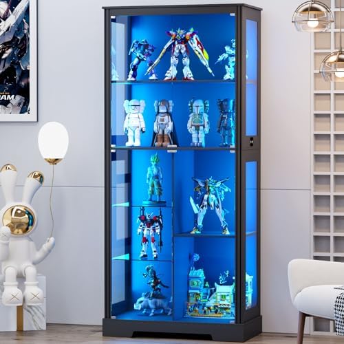 71인치 5단 진열장, 수집품용 3색 조명, 블랙 |  - Glass Cabinet Display 리뷰 및 가격