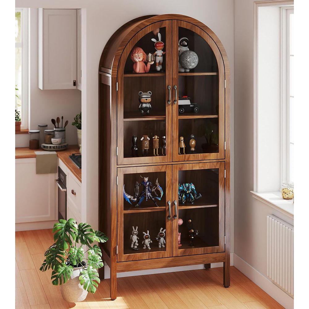 70.9인치 높이의 호두나무 아크릴 유리 진열장 (수집 - Glass Cabinet Display 리뷰 및 가격
