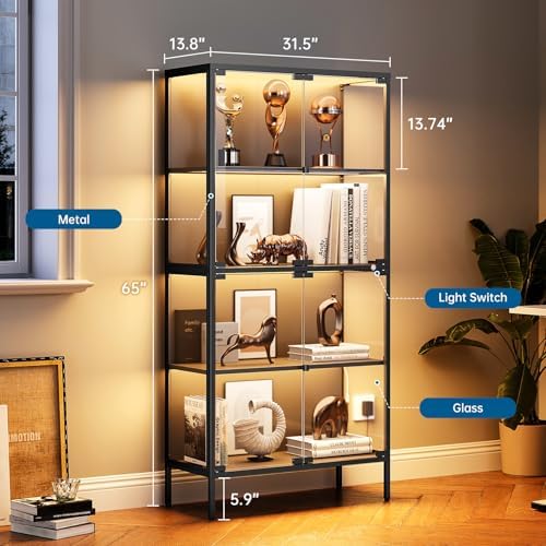 65인치 유리 진열장(3색 LED 조명 포함), 강화유 - Glass Cabinet Display 리뷰 및 가격