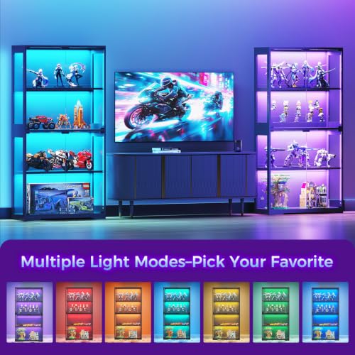 유리문과 RGB LED 조명이 있는 진열장, 유리 진열 - Glass Cabinet Display 리뷰 및 가격