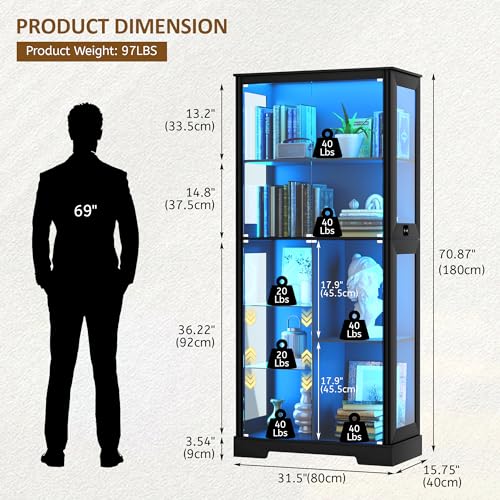 71인치 유리 진열장(RGB 조명 포함, 수집품용) - - Glass Cabinet Display 리뷰 및 가격