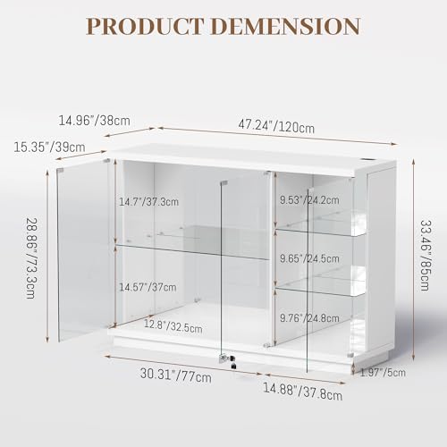잠금장치와 LED 조명이 있는 유리 진열장, 모션 센서 - Glass Cabinet Display 리뷰 및 가격