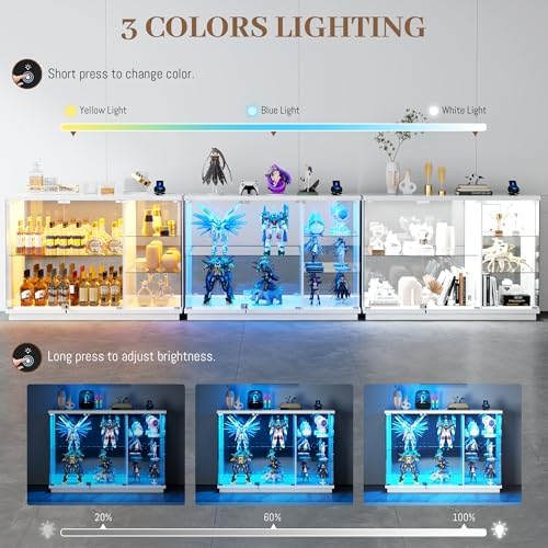 잠금장치와 LED 조명이 있는 유리 진열장, 모션 센서 - Glass Cabinet Display 리뷰 및 가격